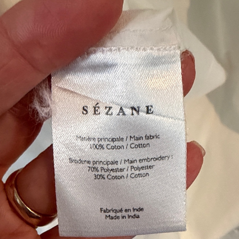 Sezane Ademia White Ruffled embroidered Pintuck Sleeveless Blouse size 4  small - Picture 8 of 8